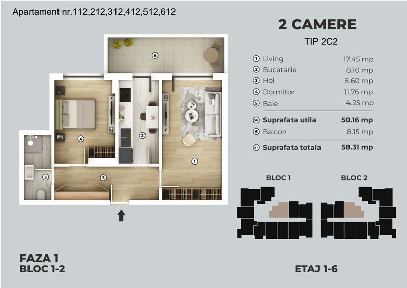 Popesti Leordeni apartament 2 camere